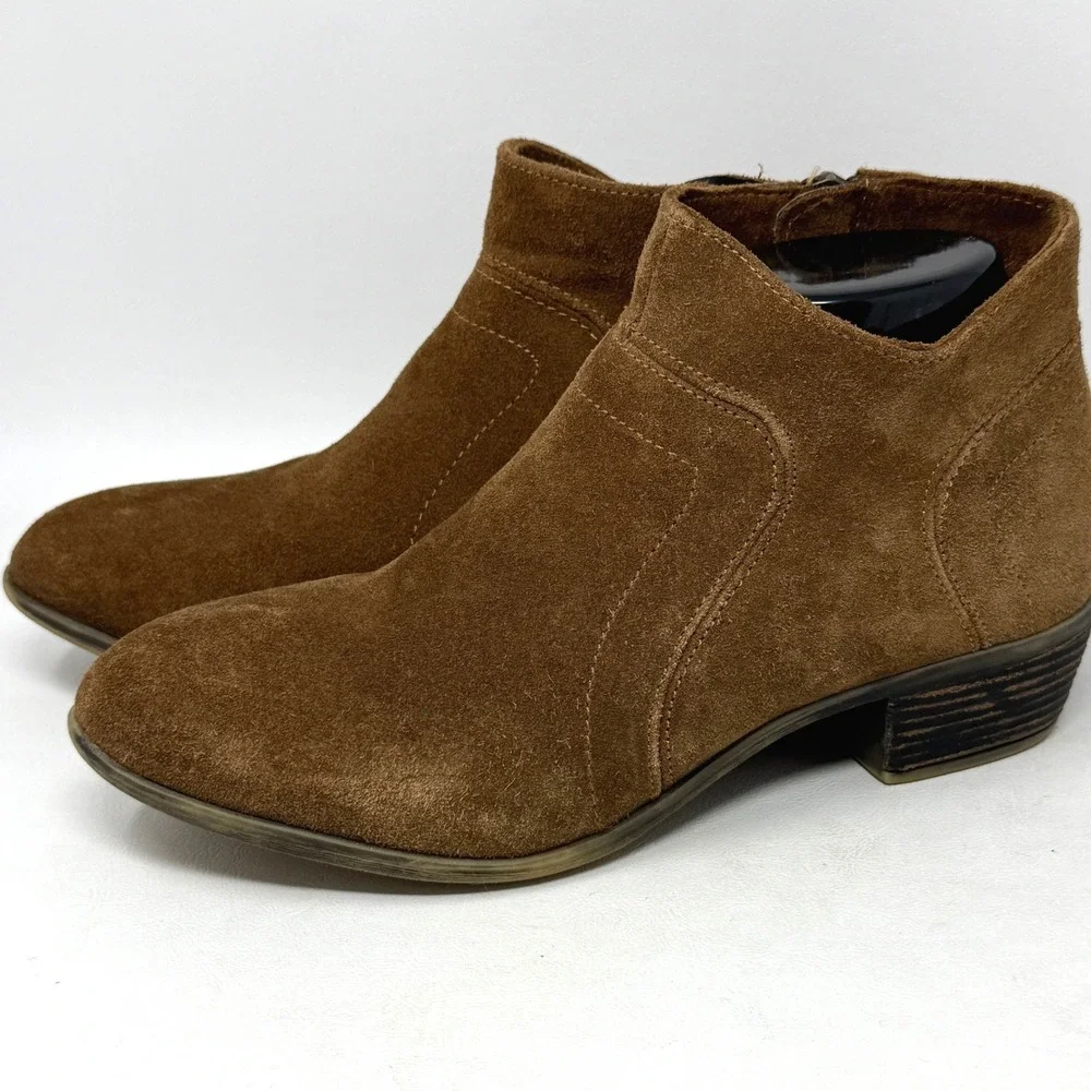 Skechers‎ Women Lovely Brown Suede Ankle Boots 8.5 Western Hipster Office Boho